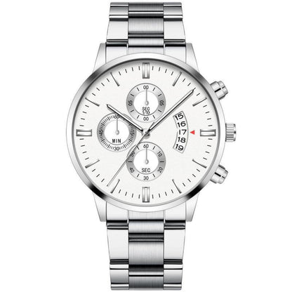 Men's Fashion Simple Calendar Steel Band Large Dial Watch