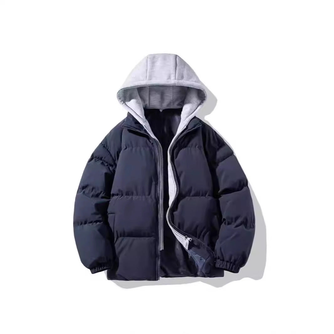 Men's High-grade Coat Fake Two-piece Thickened Warm