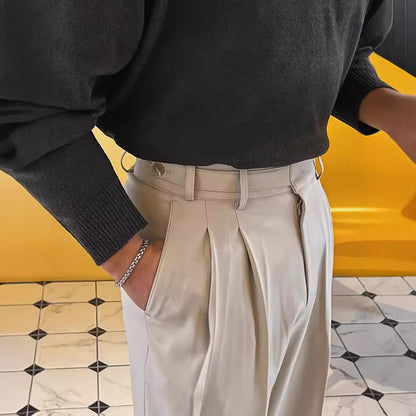 European Goods High Waist Suit Pants Male