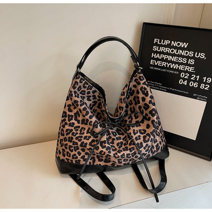 Leopard Print Personality Large Capacity Fashion Backpack Three-purpose