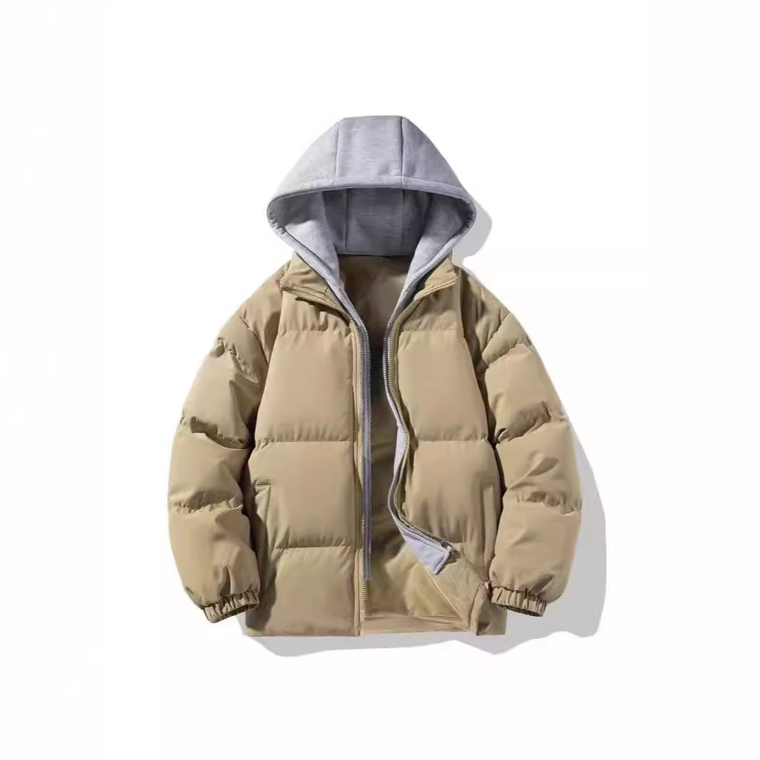 Men's High-grade Coat Fake Two-piece Thickened Warm